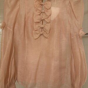 Zimmermann Blush Linen Bow-Detail Blouse · New with Tags · Size 1 (AU 1 / US 4 /